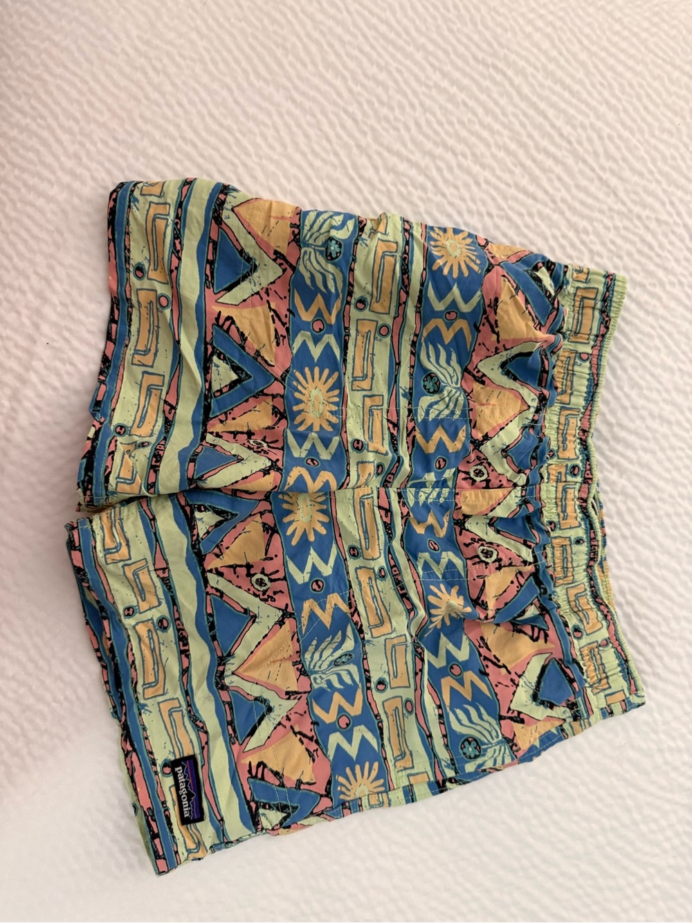 Patagonia Kids’ Baggies Swim Shorts – Colorful Geometric Print M/10